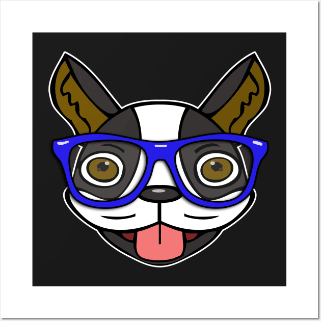 Hipster Boston Terrier Wall Art by headrubble